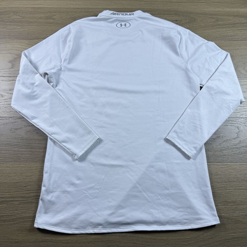 Under Armour Shirt Men XL Fitted ColdGear Crew Long Sleeve White Base Layer - Picture 2 of 10